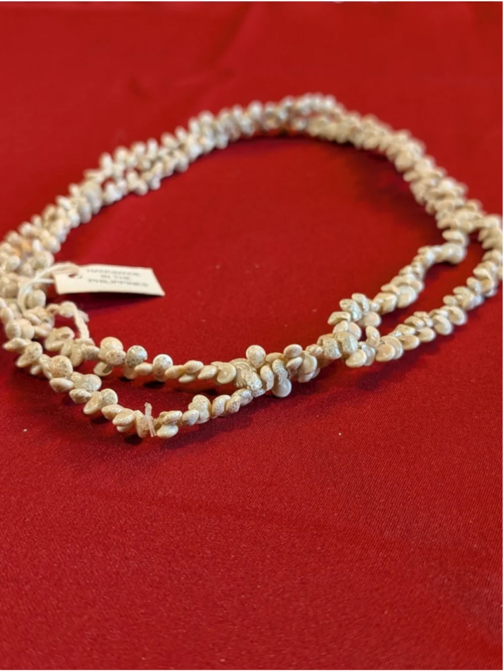 Handmade Philippines White Mongo Shell Bead Strand Necklace Baroque Beach